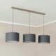 image 1 of ValueLights Reni Grey & Chrome Drum Shade 3 Drop Bar Chrome Diner Ceiling Pendant Light Silver