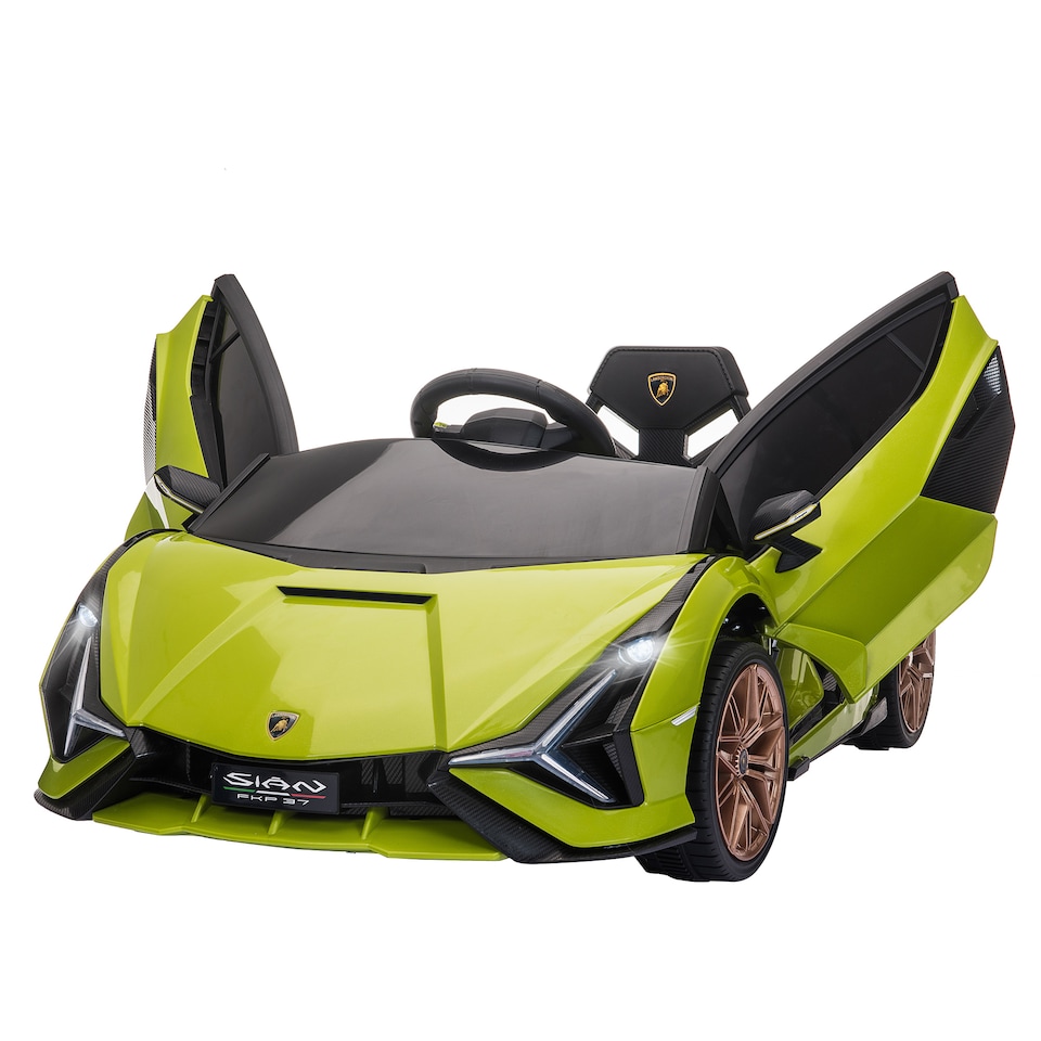 image 1 of HOMCOM Lamborghini Sian Licensed 12V Electric Car for Kids 2 Motors Toy Car with Remote Control Music Lights MP3 for 3-5 Years Green