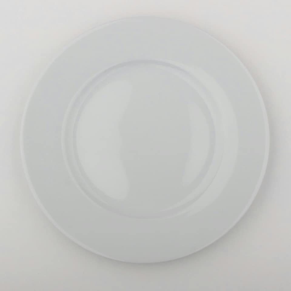 image 1 of Glim Glam Dessert Plates Set 7.5” Porcelain White 4pc Set Rim White