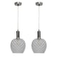 image 1 of Set of 2 Baine - Clear Textured Glass Satin Nickel Deco Pendants