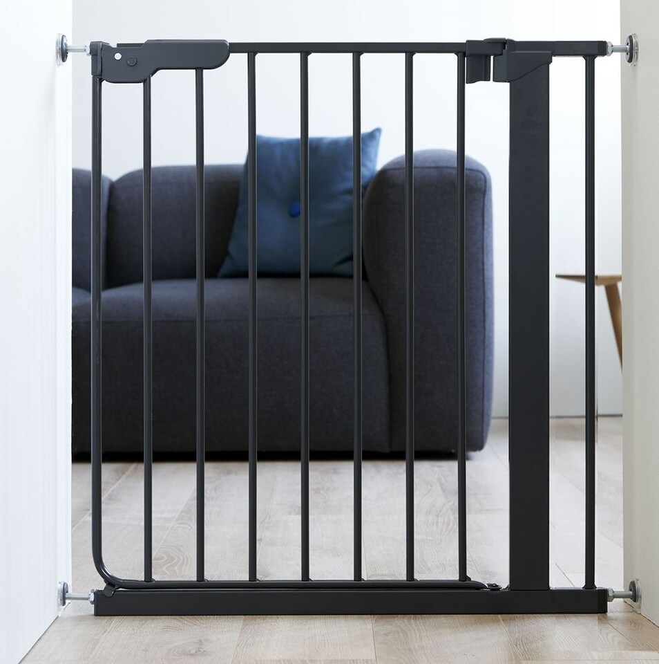 image 1 of Safetots Super Narrow Baby Gate, 60.5cm - 66.5cm, Black, Child Safety Barrier, Pressure Fit Stair Gate | Black | 1