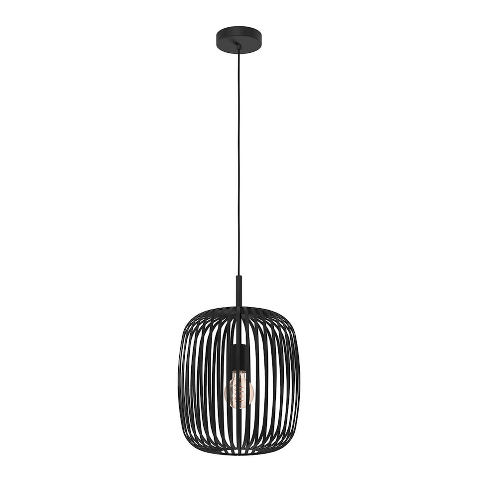 image 1 of EGLO Romazzina Black Caged Single Pendant Light
