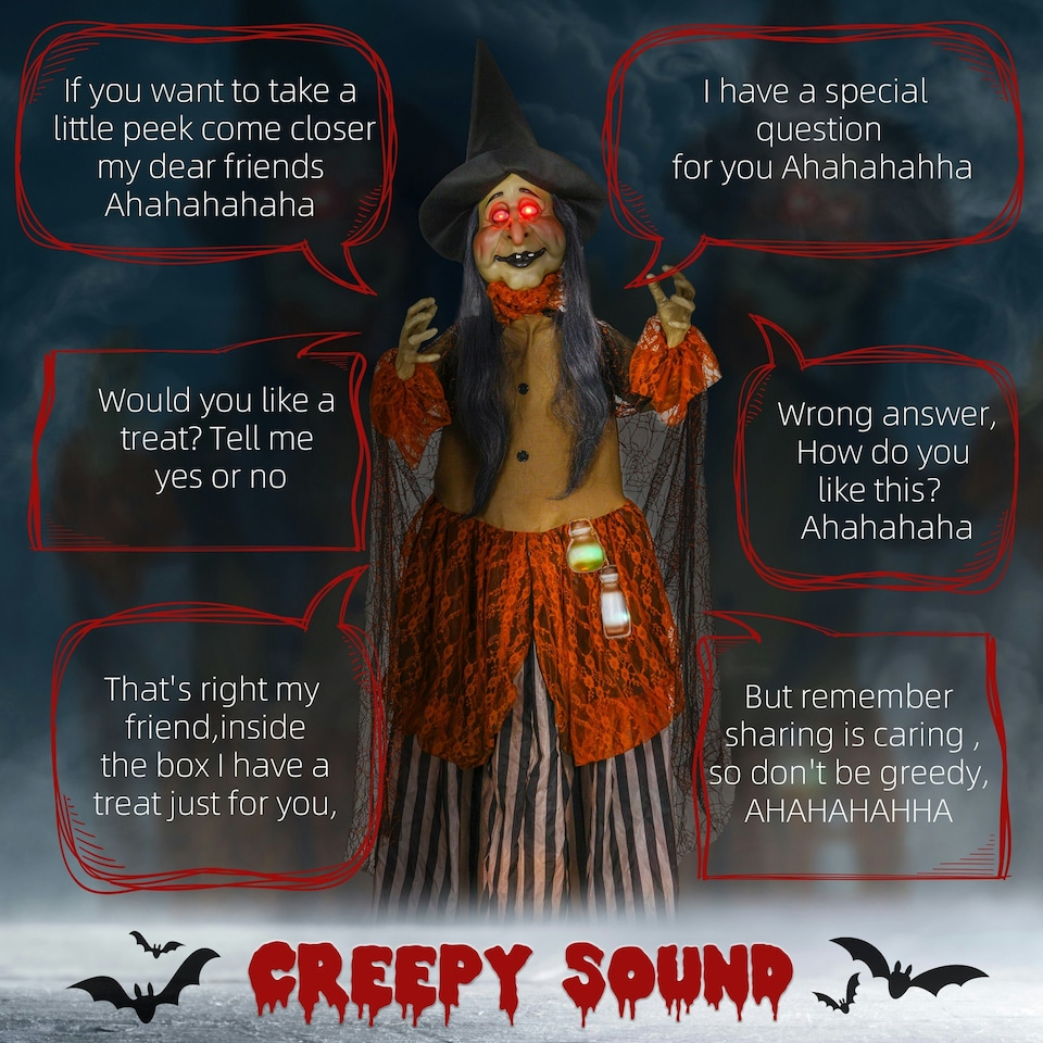image 1 of HOMCOM Outdoor Halloween Animatronic with Sound Activated, Light Up Eyes