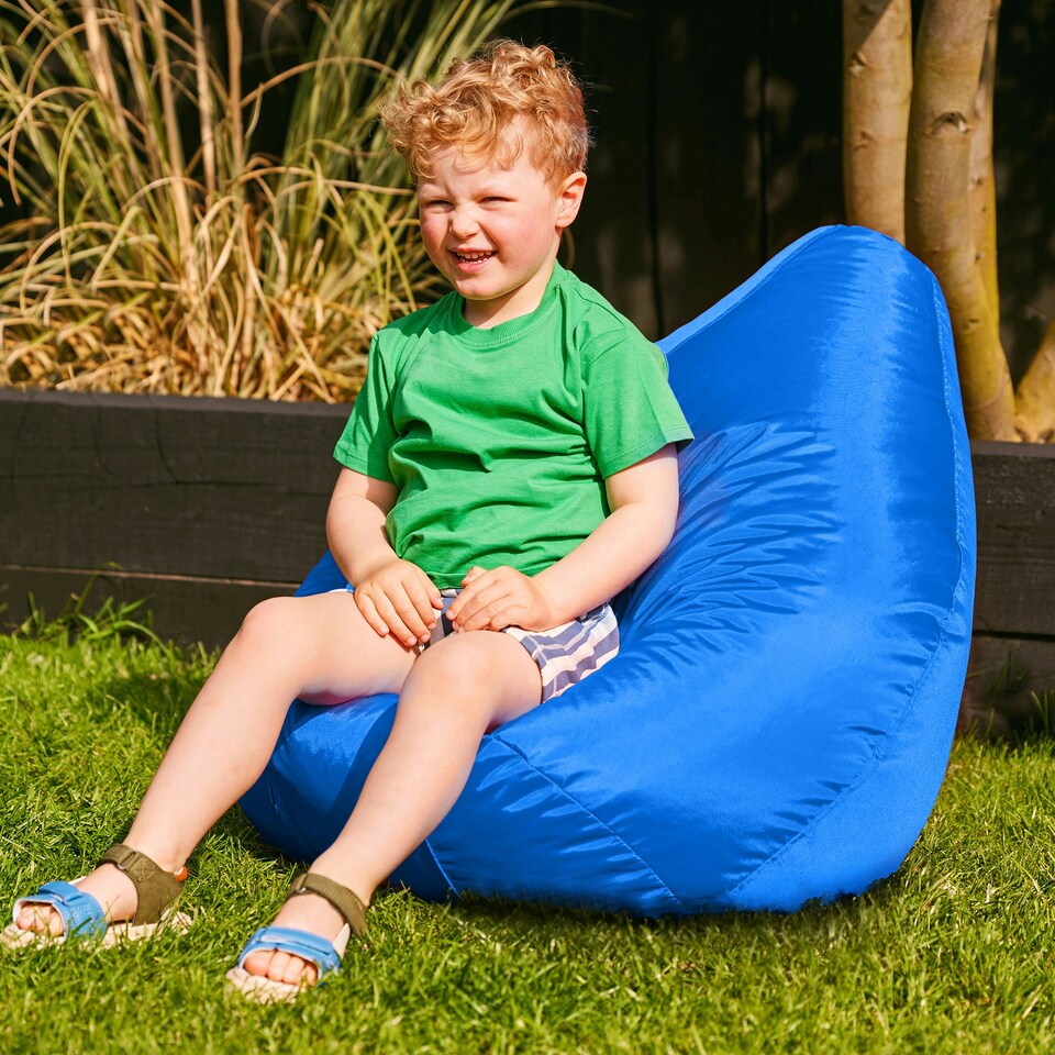 image 1 of icon Kids High Back Bean Bag Blue Indoor Outdoor Childrens Bean Bags Blue
