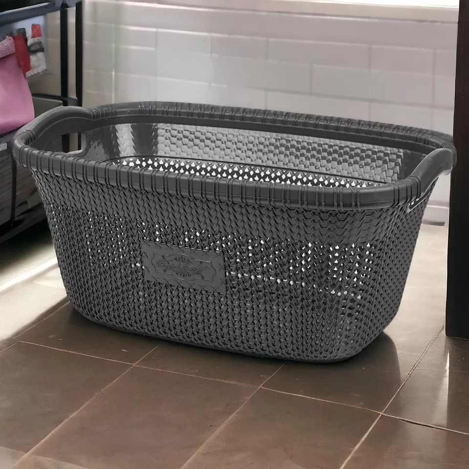 image 1 of 40L Violetta Laundry Baskets with Handles | Black | 1