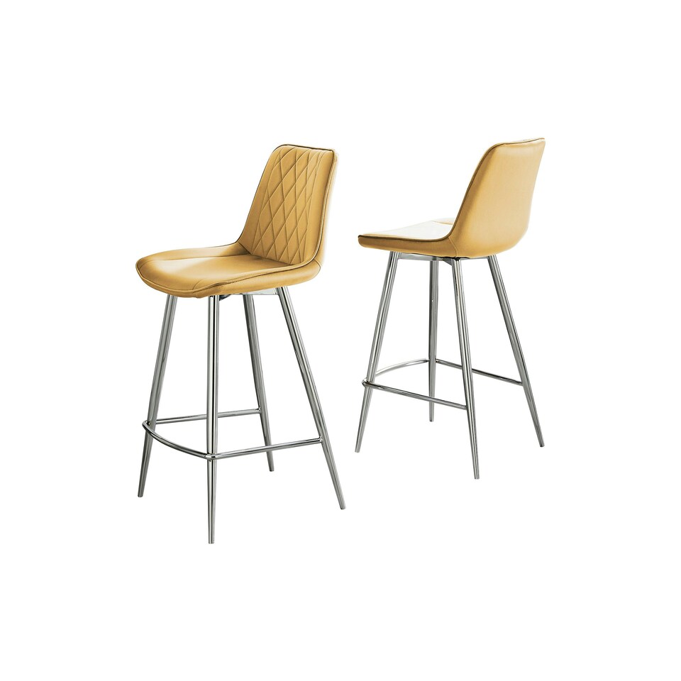 image 1 of Furniturebox Pesaro 2x Mustard Velvet Silver Legs Bar Chair