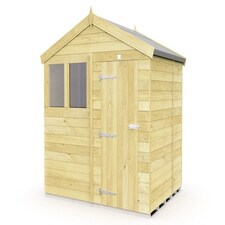8 x 5 Feet Apex Shed - Single Door With Windows - Wood - L158 x W231 x H217 cm | Brown