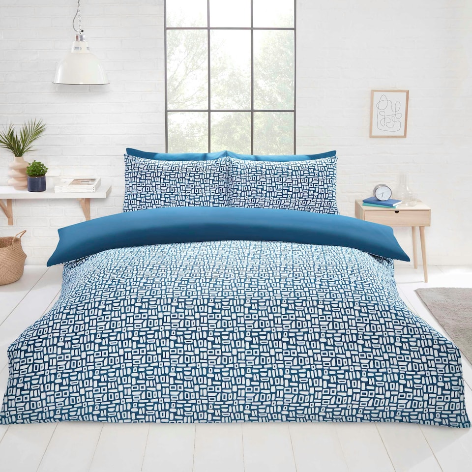 image 1 of Pebbles Polyester Duvet Cover Set with Pillowcase Blue | Single