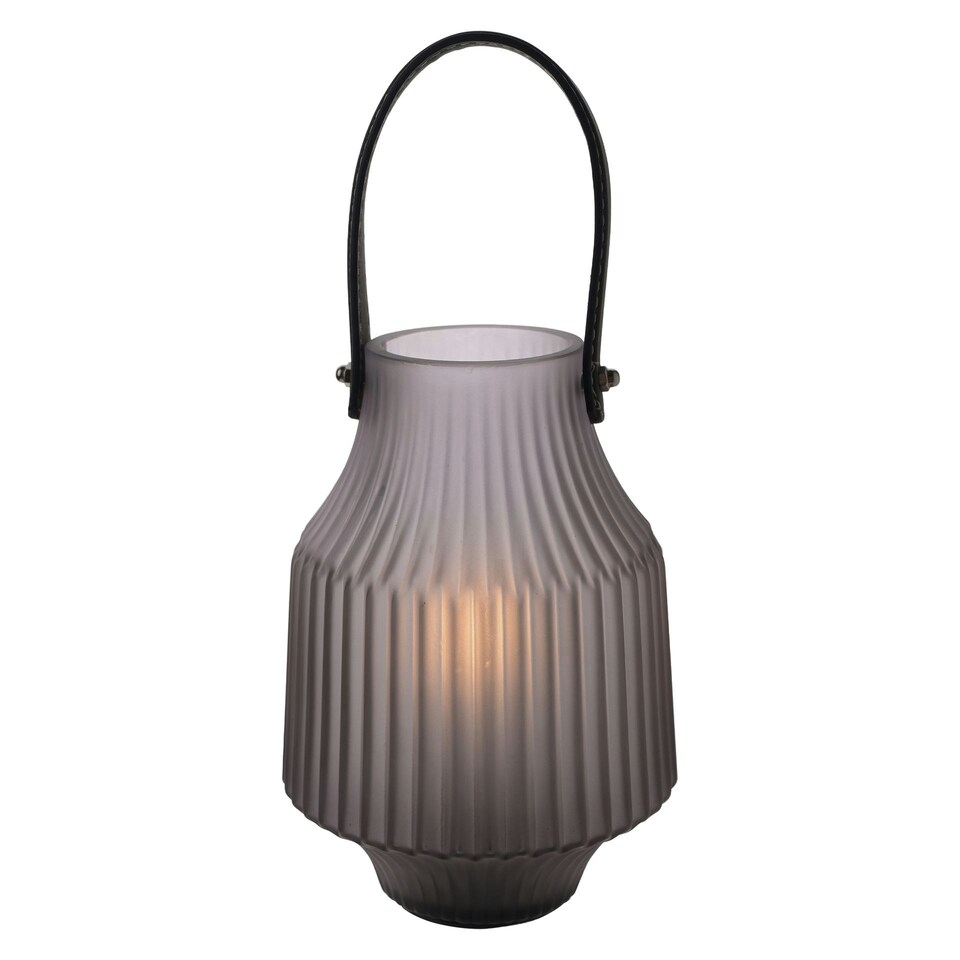 image 1 of Hestia Battery Operated Portable Lantern Frosted Grey