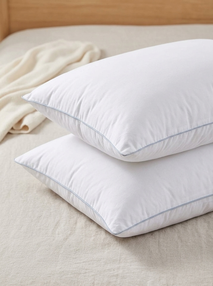 image 1 of Nod Off Egyptian Cotton Pillow, Hollowfibre Fill, Back & Side - Pack of 2