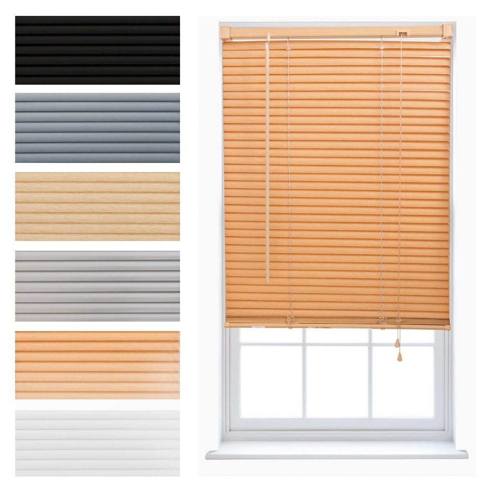image 1 of FURNISHED Modern PVC Venetian Blinds Durable Window Blinds for Homes and Offices | Brown | Teak | (W) 95cm x (L) 210cm
