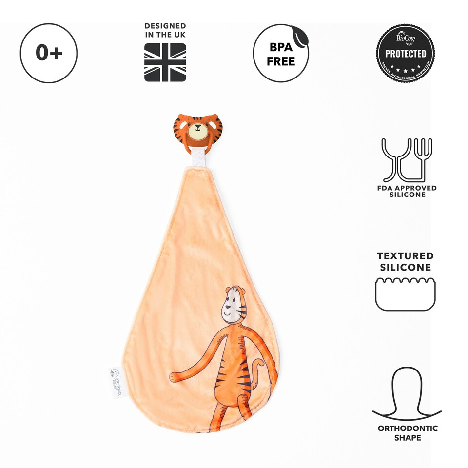 image 1 of Matchstick Monkey All-In-1 Soother & Cotton Comforter Teddy Tiger