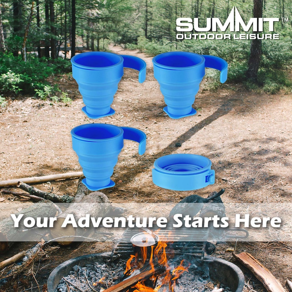 image 1 of PMS Folding Silicone Mugs 4-Pack - Blue, 8cm x 8.5cm
