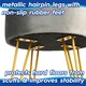 image 4 of Harbour Housewares Set Of 2 Yellow Velvet Footstools Round Gold Base Ottomans H40 x D35cm Stylish Home Furniture Yellow