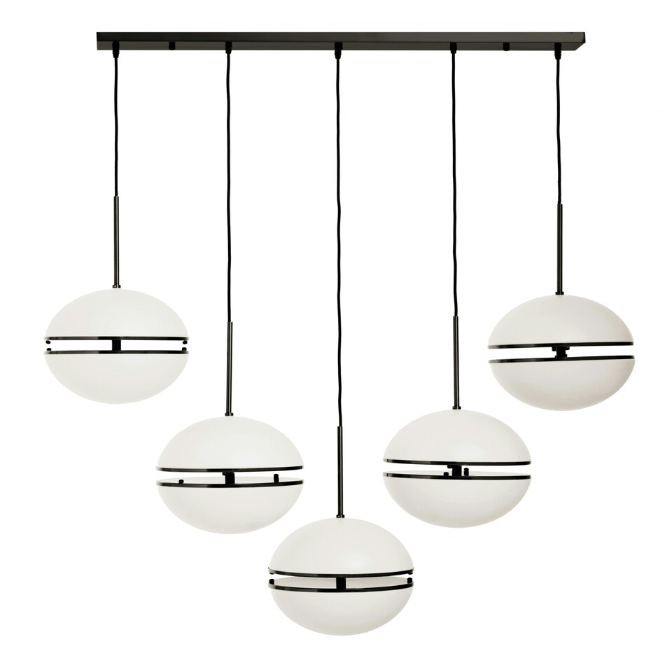 image 1 of Interiors by Premier Contemporary Five Ball Matte Black Pendant Light, Globe Ceiling Light For Dining Room Or Kitchen Island