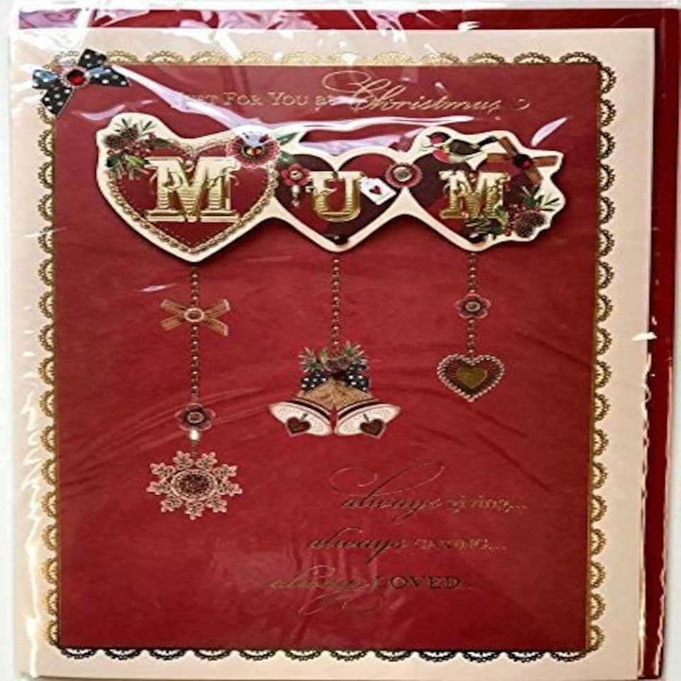 image 1 of Hand Made Luxury Lovely Verse Christmas Greeting Card MUM