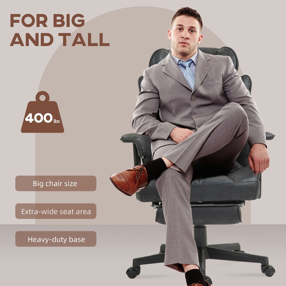 image 1 of HOMCOM Office Chair, Ergonomic Desk Chair with Foot Rest, Black Black