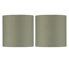 Set of 2 Sage Green Textured Cotton 17cm Table Lamp Shades Green