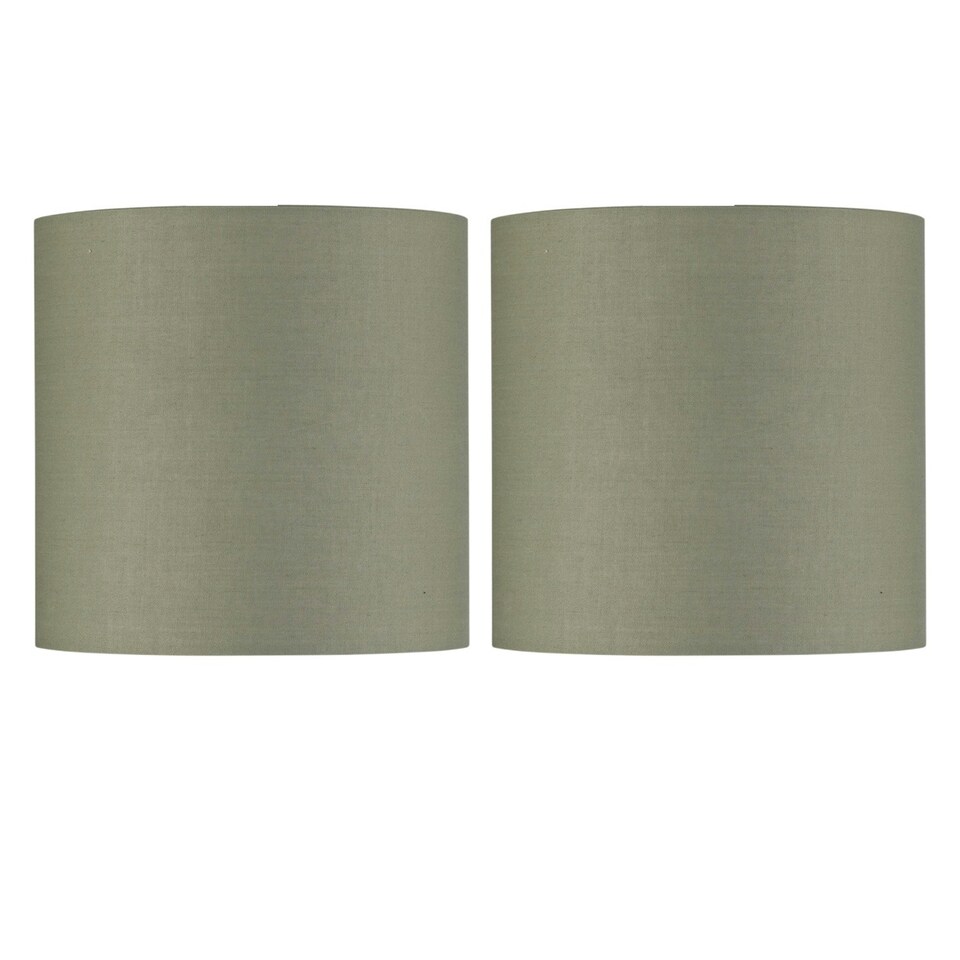 image 1 of Set of 2 Sage Green Textured Cotton 17cm Table Lamp Shades Green