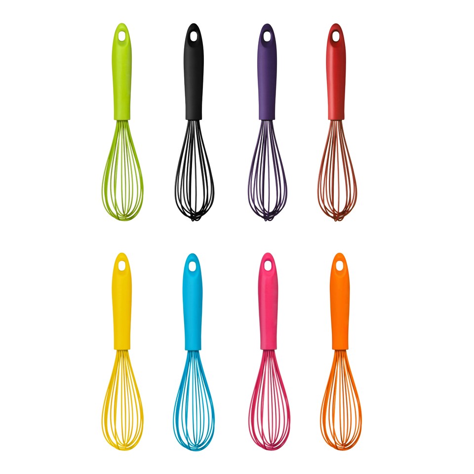 image 1 of Interiors by Premier Blue Pink Silicone Whisk, Non-Stick, Heat-Resistant to 240°C, Ergonomic Handle with Hanging Loop
