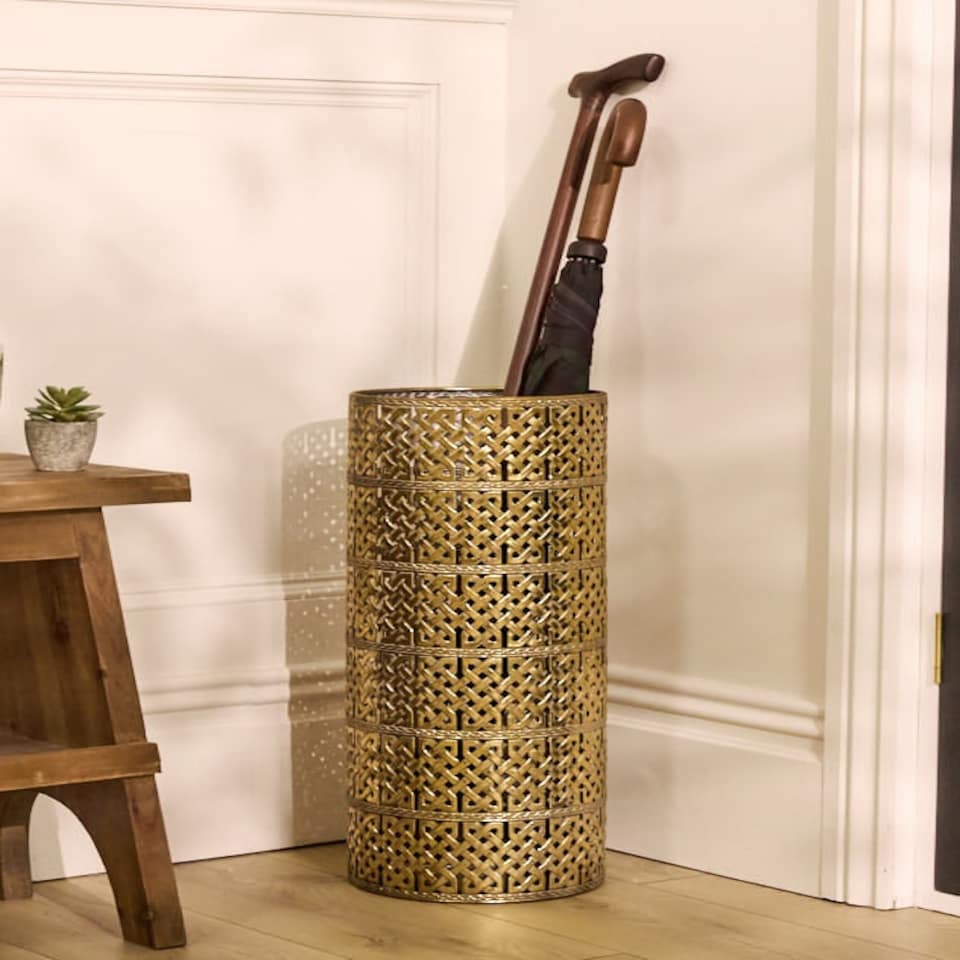 image 1 of Gold Lattice Umbrella Stand Gold
