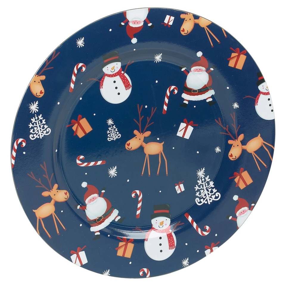image 1 of Christmas Dinner Charger Plates Placemats Dining Table Setting Party Decor 33cm | Multi | 4 Plates