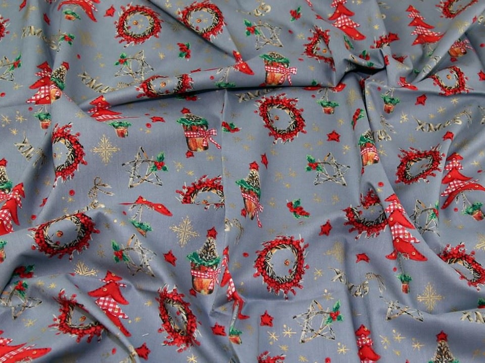 Grey 100% Cotton Fabric for Bag Making, Dressmaking, Quilting, 135cm / 53" Wide - per metre