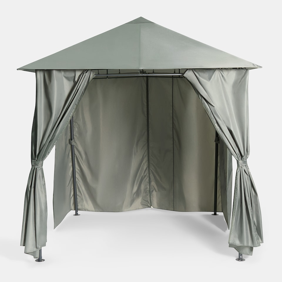 image 1 of OHS Water Resistant Garden Gazebo with Curtains Outdoor Party Tent Canopy | Grey