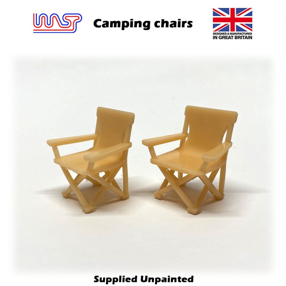 image 1 of Slot Car Scenery Track Side 2 x Camping Chairs 1:32 Scale