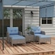 image 2 of Outsunny 5 Pieces Outdoor Patio Furniture Set Wicker Conversation Set Blue