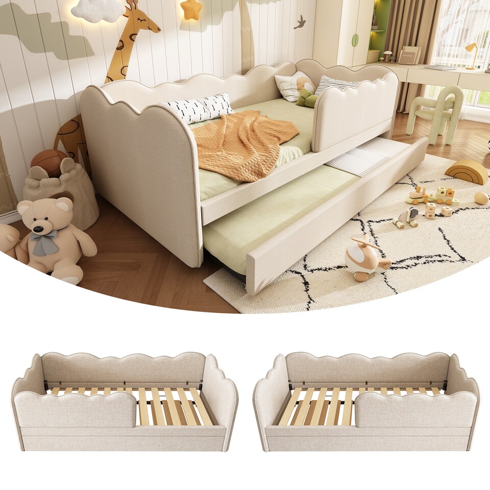 image 1 of 3ft Single Daybed Frame with Slatted Base, Multi-Functional Bed for Adults & Children