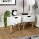 image 3 of Bedside Cabinet White 1 Drawer Bedroom Side Table For Storage Wooden Legs Modern