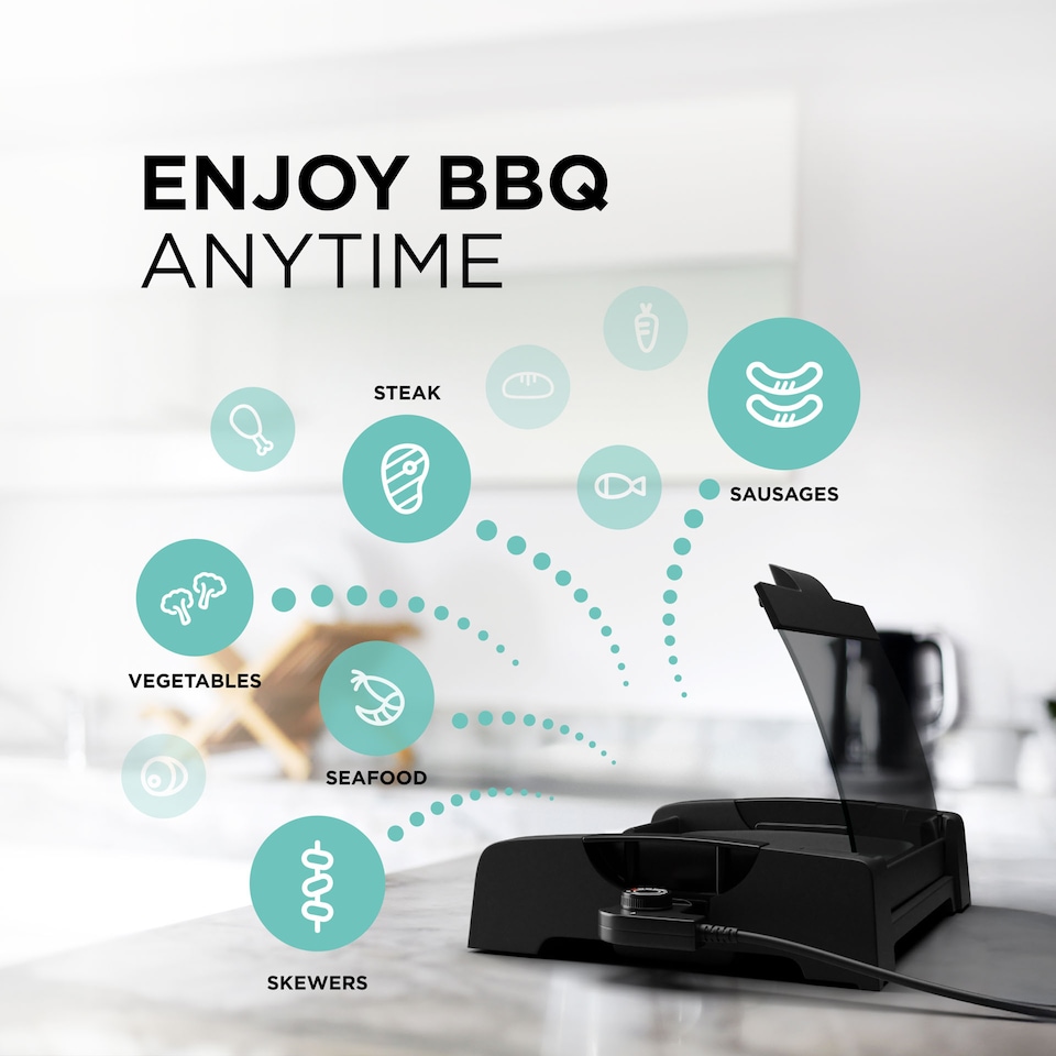 image 1 of DMD Smokeless Electric Barbecue Grill Hot Plate with Glass Lid