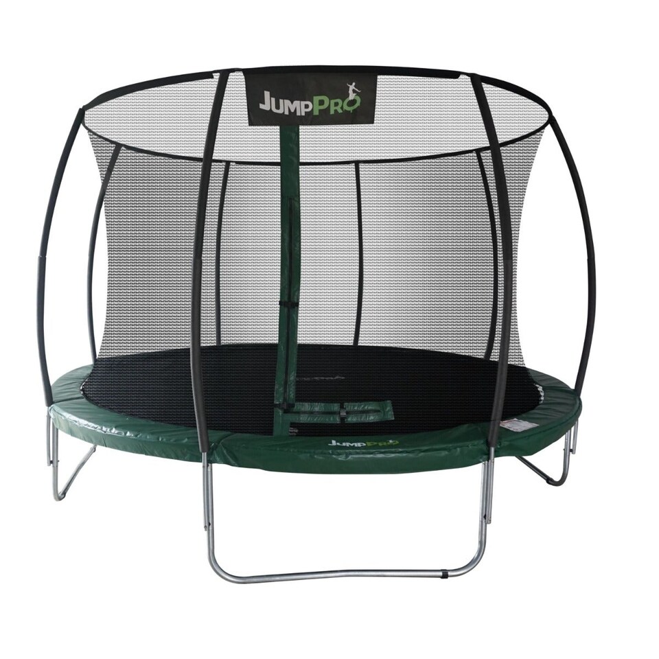 image 1 of JumpPRO® Xcite 14ft Green Round Trampoline with Enclosure