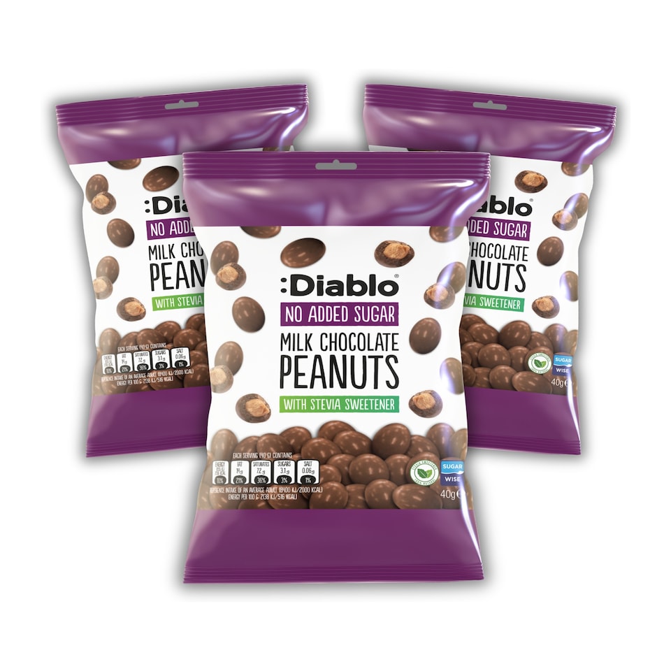 image 1 of Diablo No Added Sugar Milk Chocolate Peanuts 40g 3 Pack