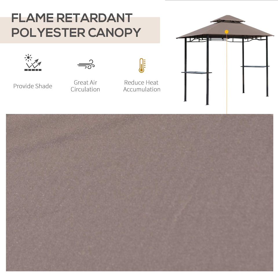 image 1 of Outsunny 2.5x1.5m Grill Gazebo Canopy, Double Tiered Outdoor BBQ Gazebo Shelter with 2 Side Shelves for Garden, Patio, Barbecue, Picnic, Coffee