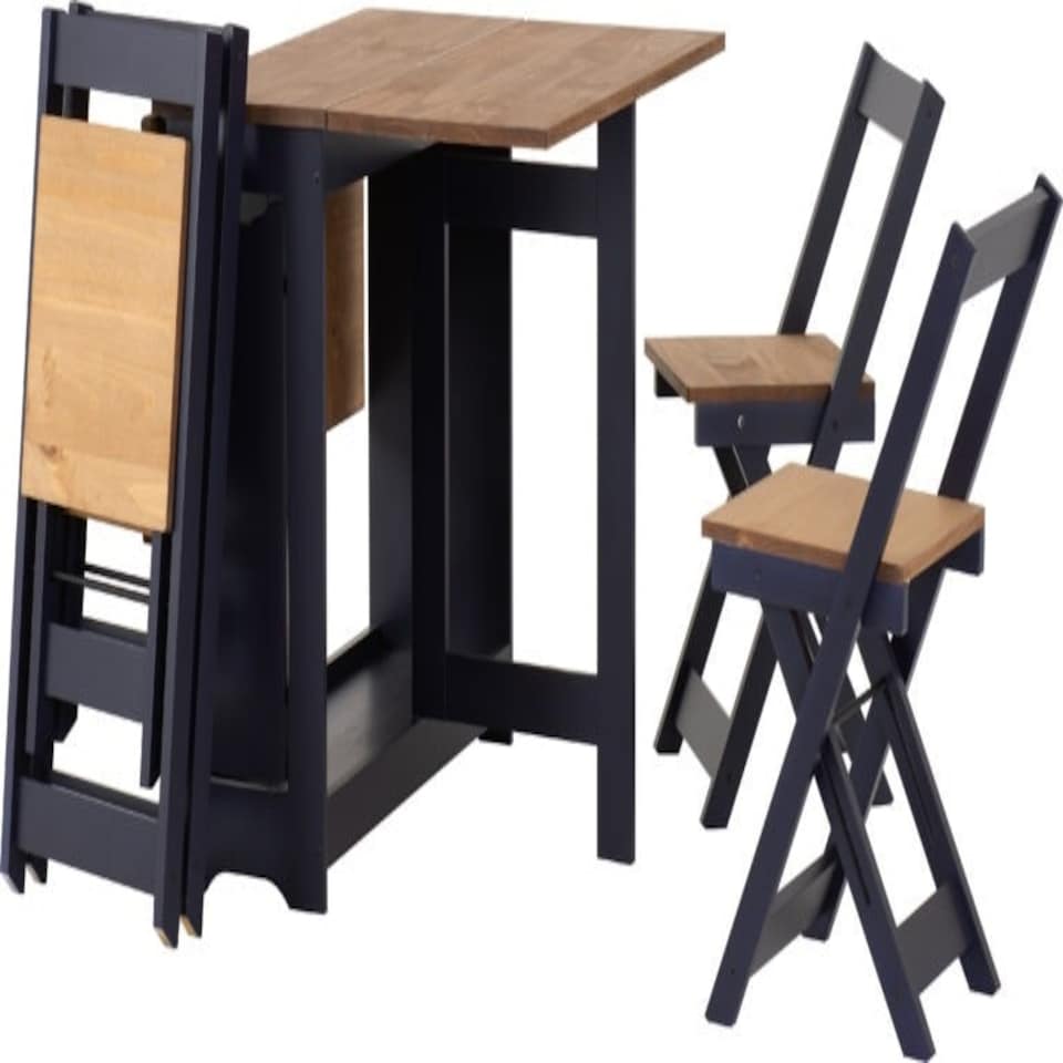 image 1 of Santos Butterfly Folding Space Saving Dining Set Blue
