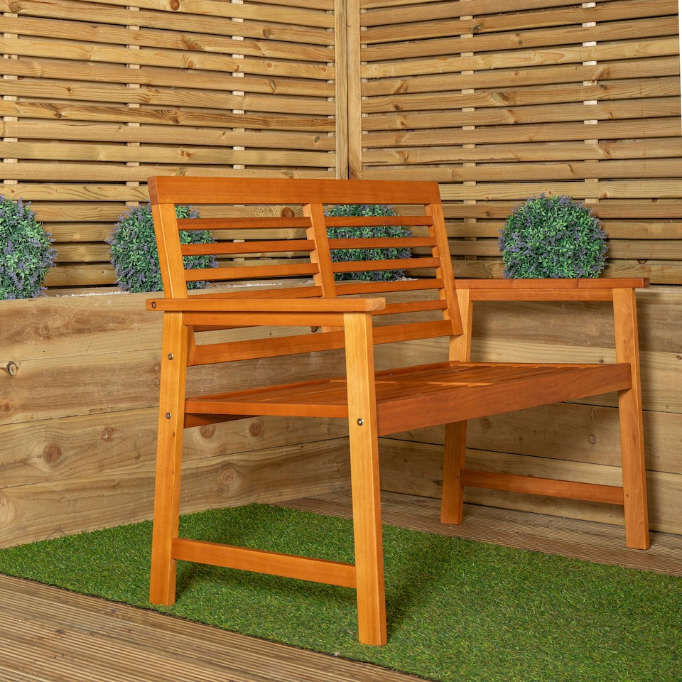 image 1 of Waimea 2 Seater Outdoor Wooden Garden Bench Brown