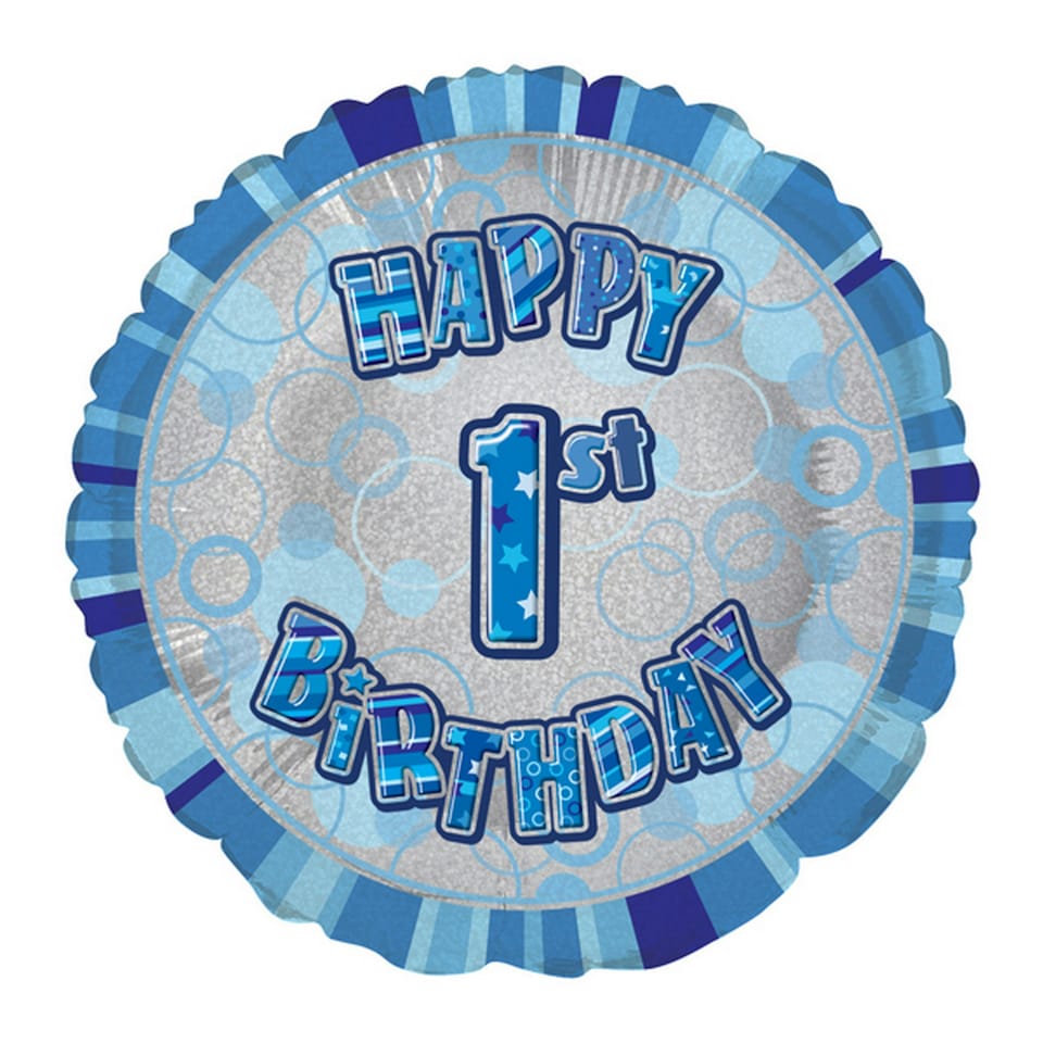 Unique Party 18 Inch Circle Blue Happy Birthday Foil Balloon - Blue - 9