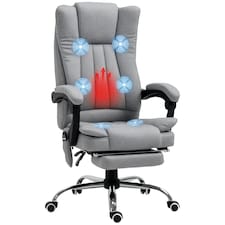 Vinsetto 6-Point Vibrating Heat Massage Chair w/ Microfibre Upholstery Grey