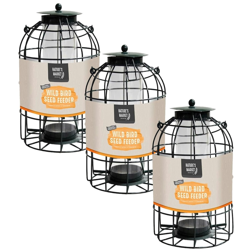 image 1 of Wild Bird Seed Feeder Outdoor Metal Hanging Cage Complete With Squirrel Guard