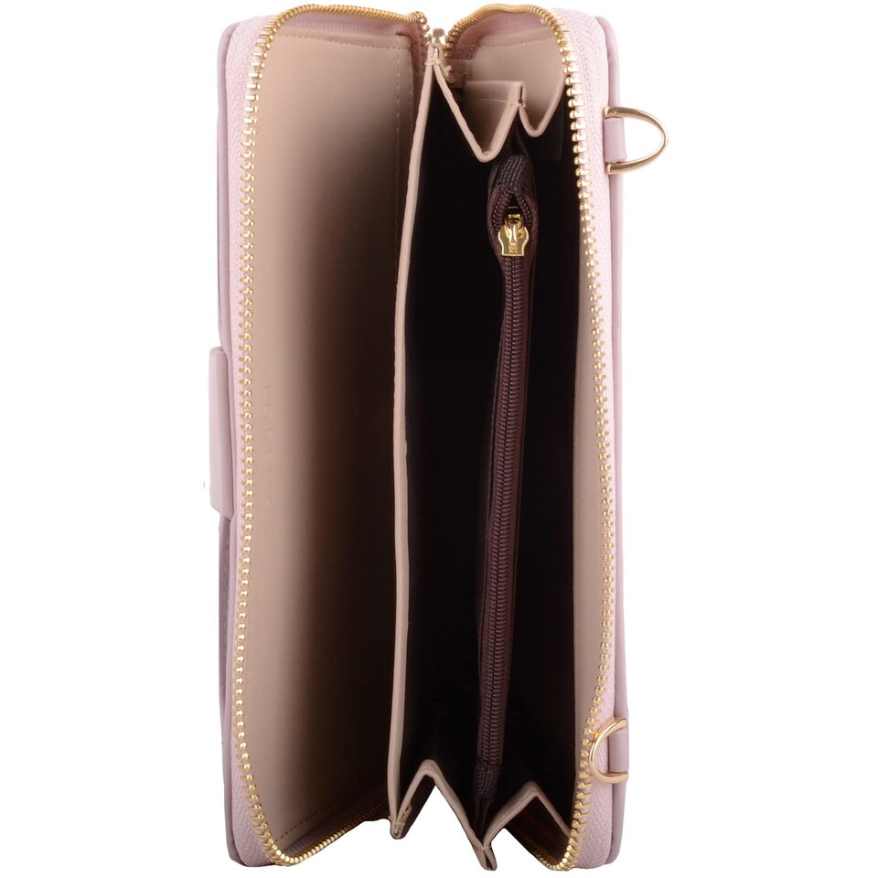image 1 of Lorenz Womens Faux Leather Attachable Strap RFID Purse Wallet Clutch | Pink | Light Pink