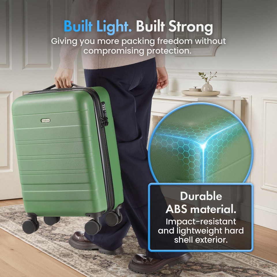 image 1 of Vonhaus Hard Shell Suitcase Set 3 Piece with TSA Lock | Green | Green