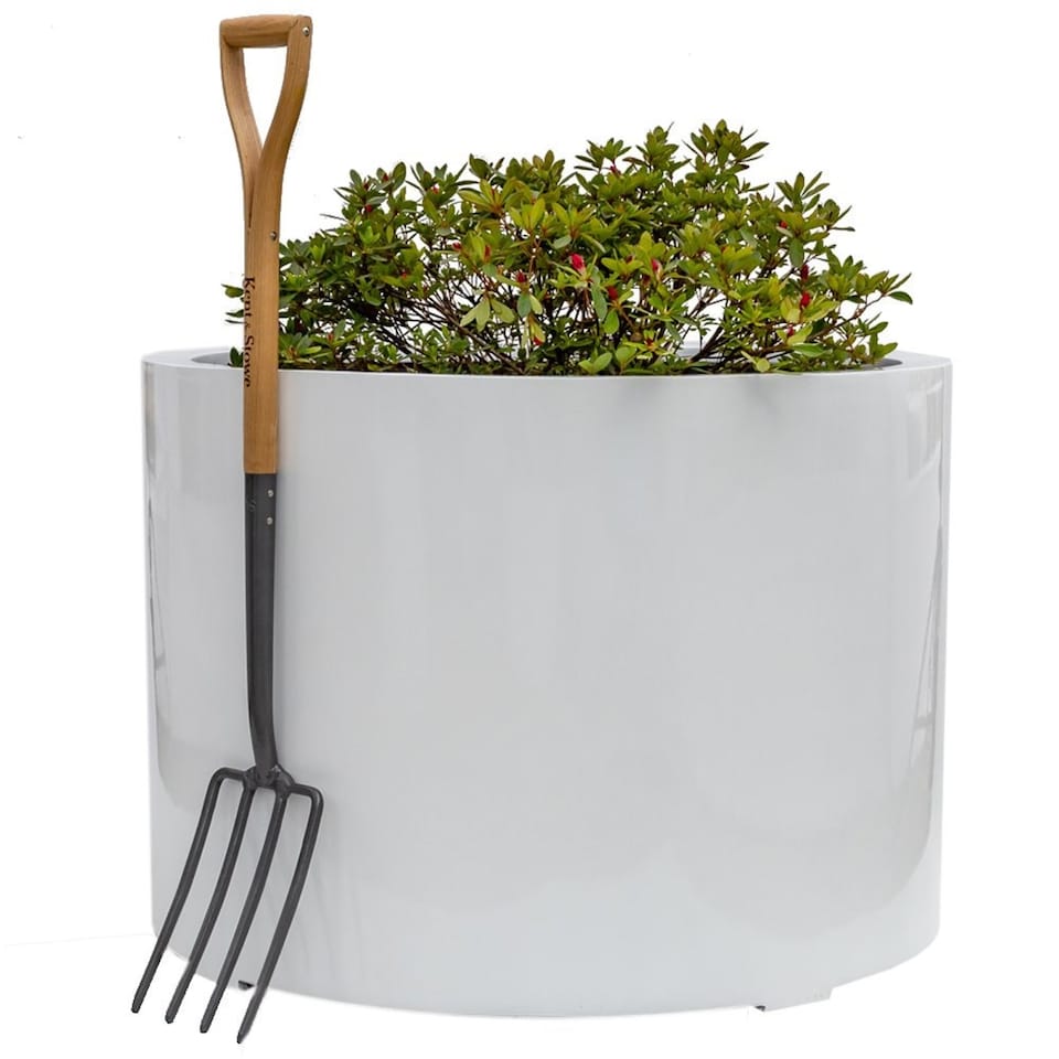 image 1 of Primrose White Stone Polystone Composite Low Cylinder Planter 1m | White | White