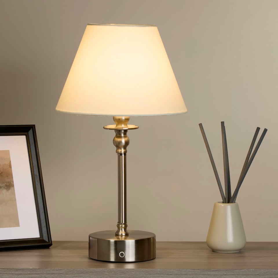 image 1 of RECHARGEABLE SATIN NICKEL TABLE LAMP Gold