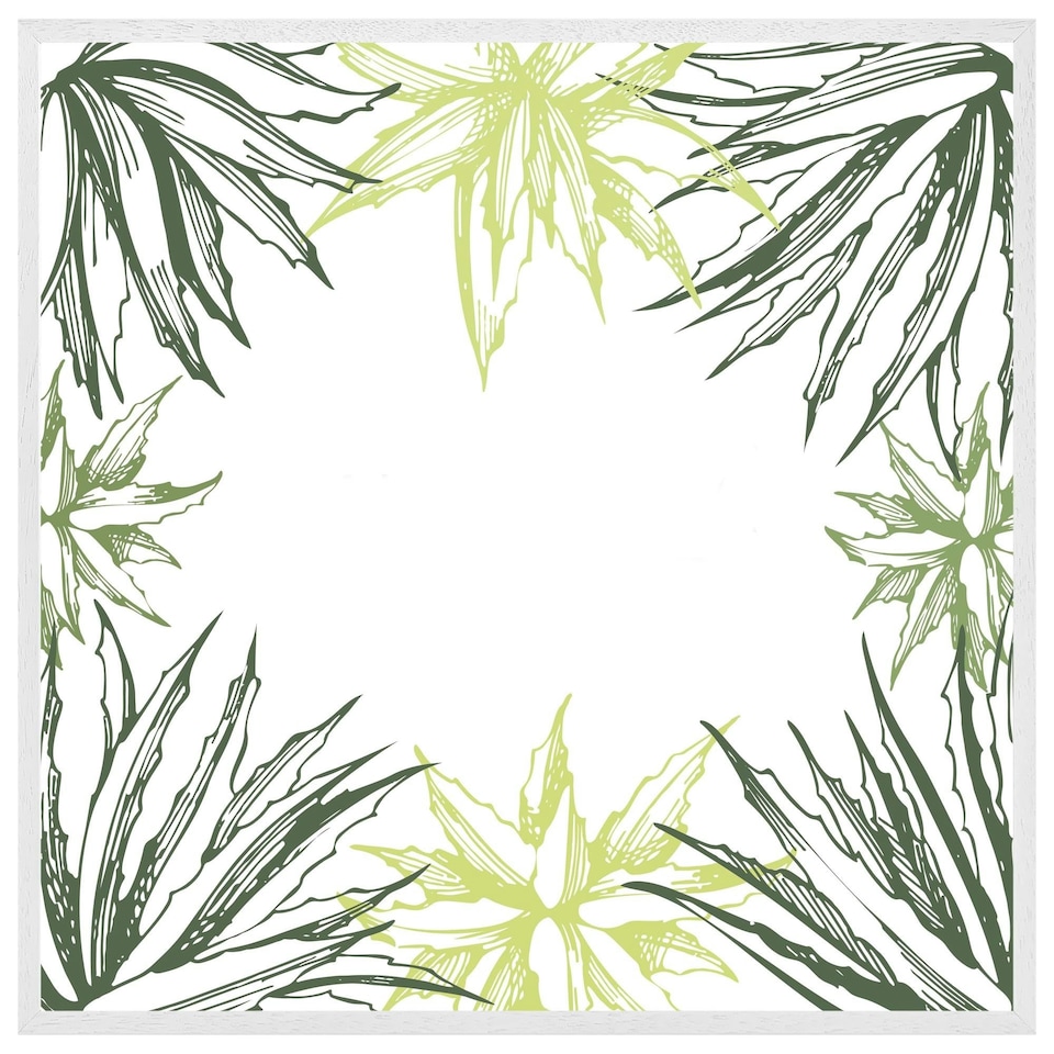 image 1 of Green leaf border (Picture Frame) White | XL