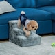 image 2 of PawHut Three-Step Portable Dog Stairs with Washable Plush Cover, for Small Pets