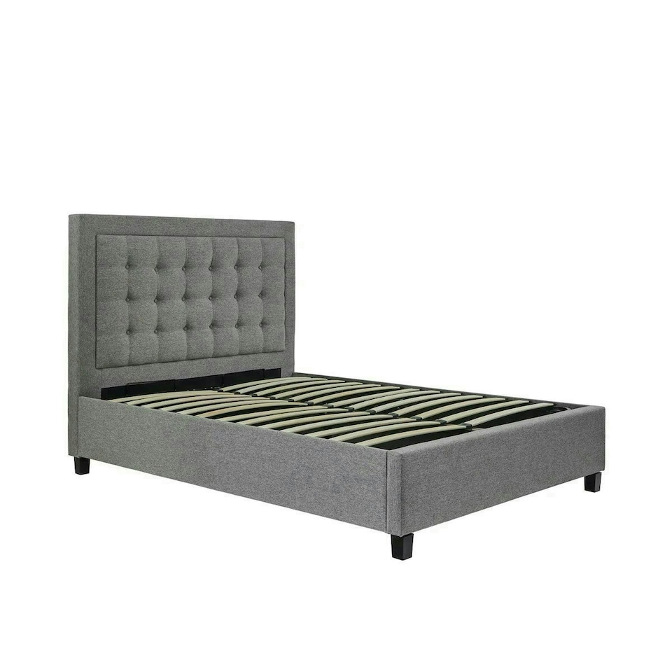 image 1 of Brandon Grey Fabric Ottoman Bed And Super Ortho Orthopaedic Mattress Double | Multi