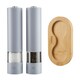 image 1 of Cooks Professional Electric Salt & Pepper Mill Set with Bamboo Base | Adjustable Grind Settings | Simple One-Button Operation | Matt Grey / Bamboo