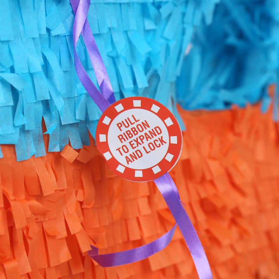 image 1 of Fax Potato 70th Birthday Pinata Set with Stick & Blindfold - Blue Stick